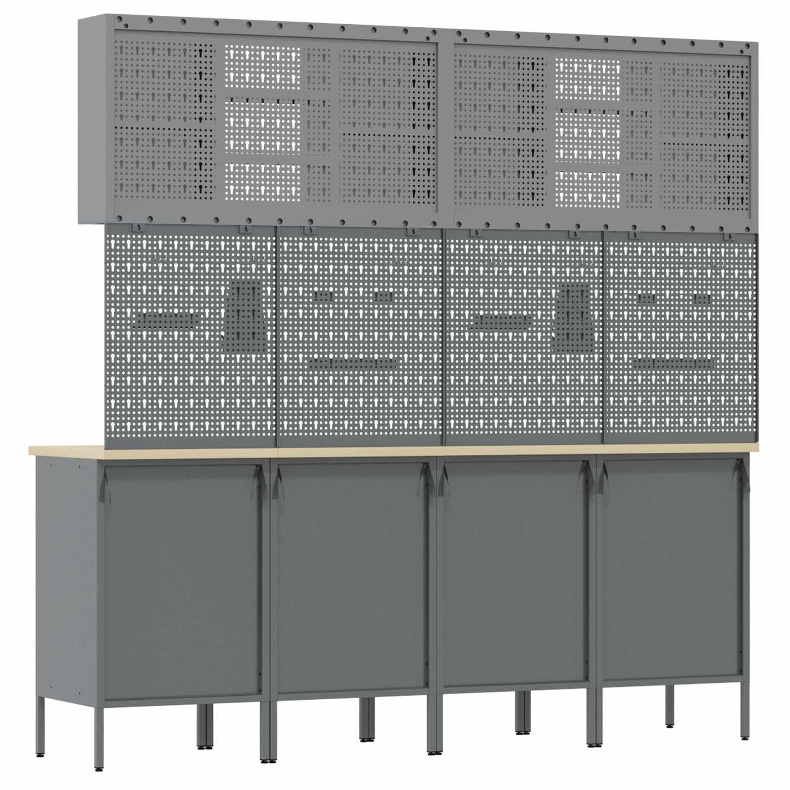 Werk kast met lade 10 pcs Zwart Engineered hout en staal