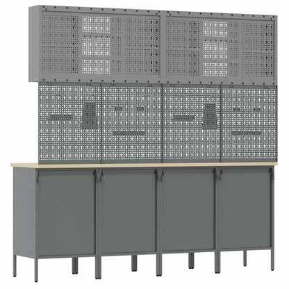 Werk kast met lade 10 pcs Zwart Engineered hout en staal