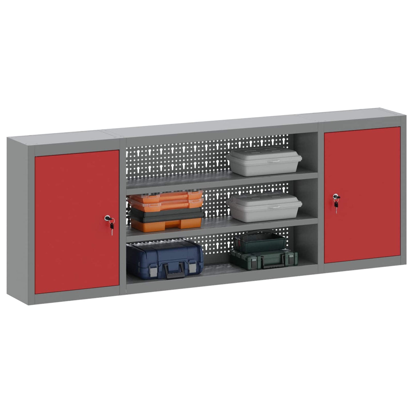 Werk kast met lade 10 pcs Zwart Engineered hout en staal