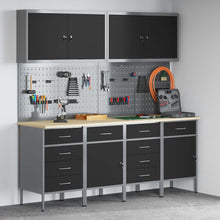 Werk kast met lade 10 pcs Zwart Engineered hout en staal
