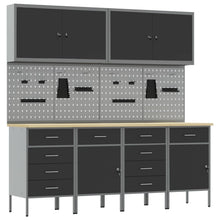 Werk kast met lade 10 pcs Zwart Engineered hout en staal