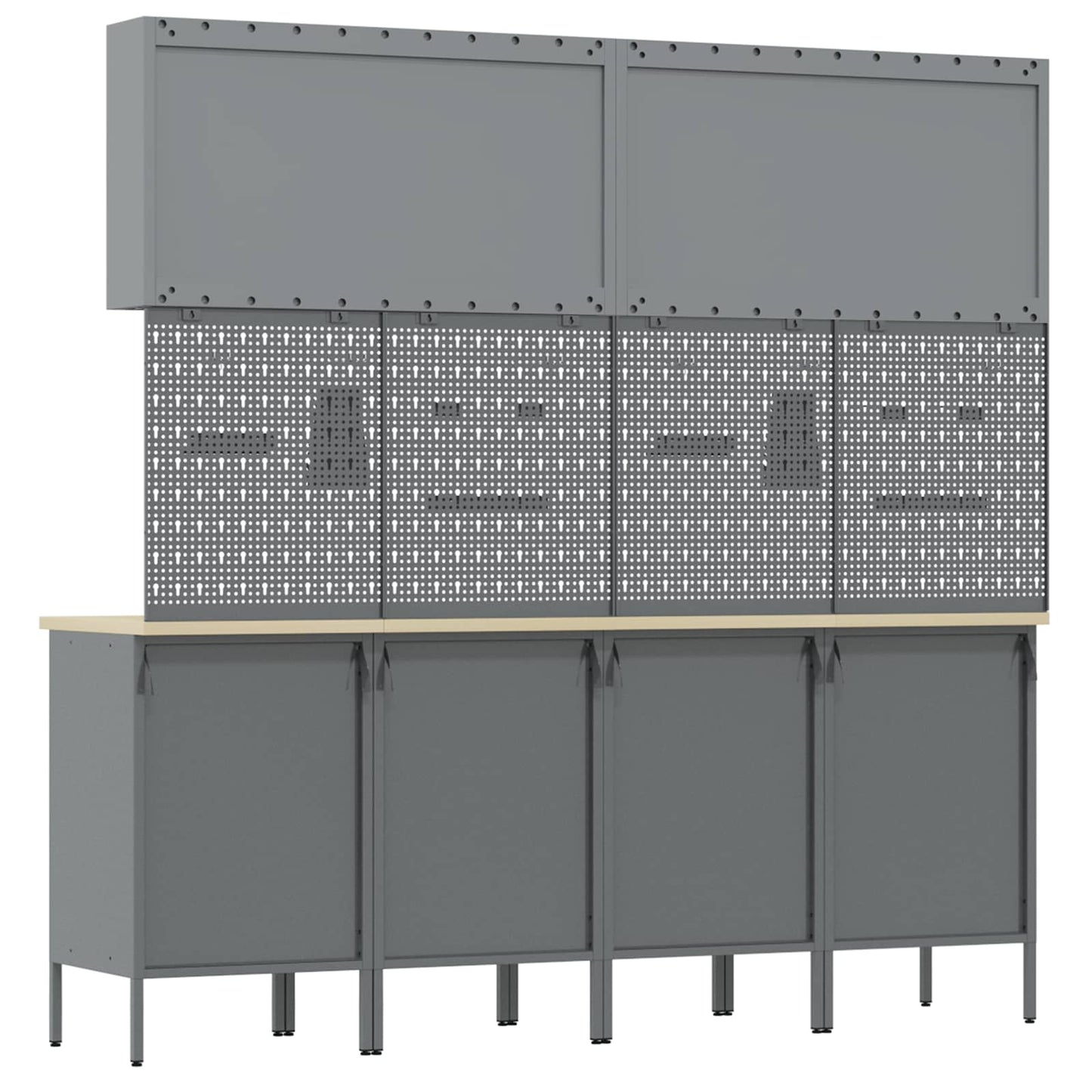 Werk kast met lade 10 pcs Zwart Engineered hout en staal