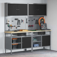 Werkbankset met lade 8 pcs Zwart en Grijs Gepoedercoat staal