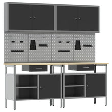 Werkbankset met lade 8 pcs Zwart en Grijs Gepoedercoat staal