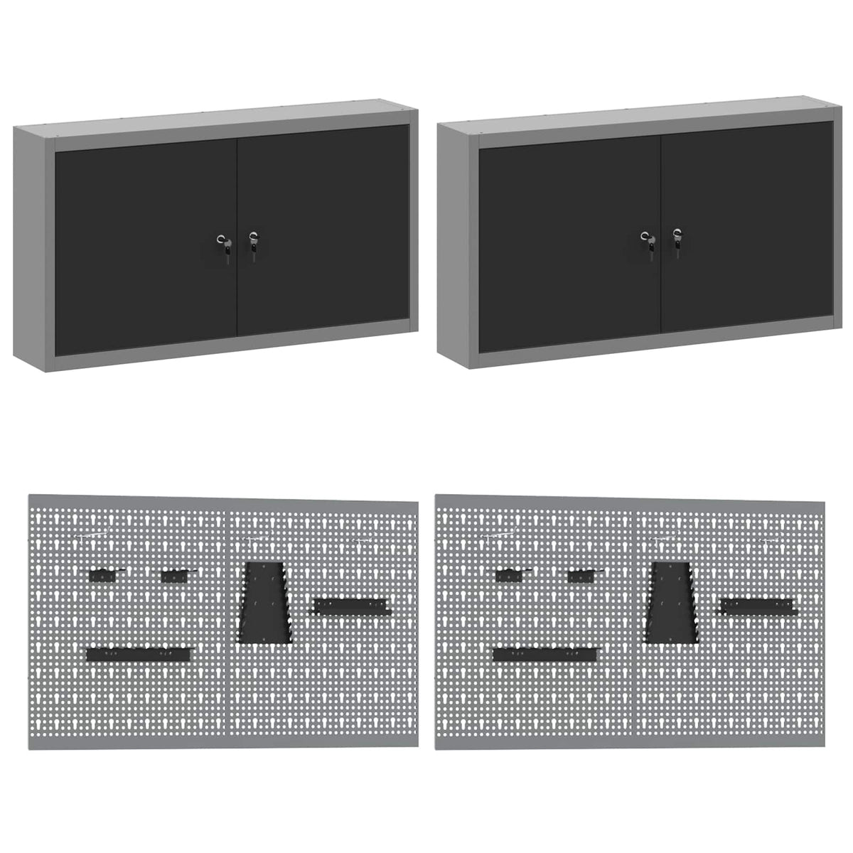 Werkbankset met lade 8 pcs Zwart en Grijs Gepoedercoat staal