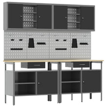 Werkbankset met lade 8 pcs Rood en Grijs Gepoedercoat staal