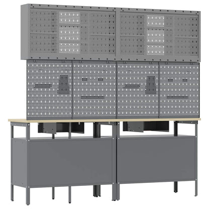 Werkbankset met lade 8 pcs Rood en Grijs Gepoedercoat staal