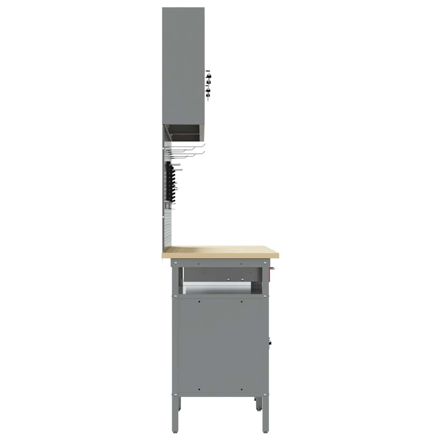Werkbankset met lade 8 pcs Rood en Grijs Gepoedercoat staal