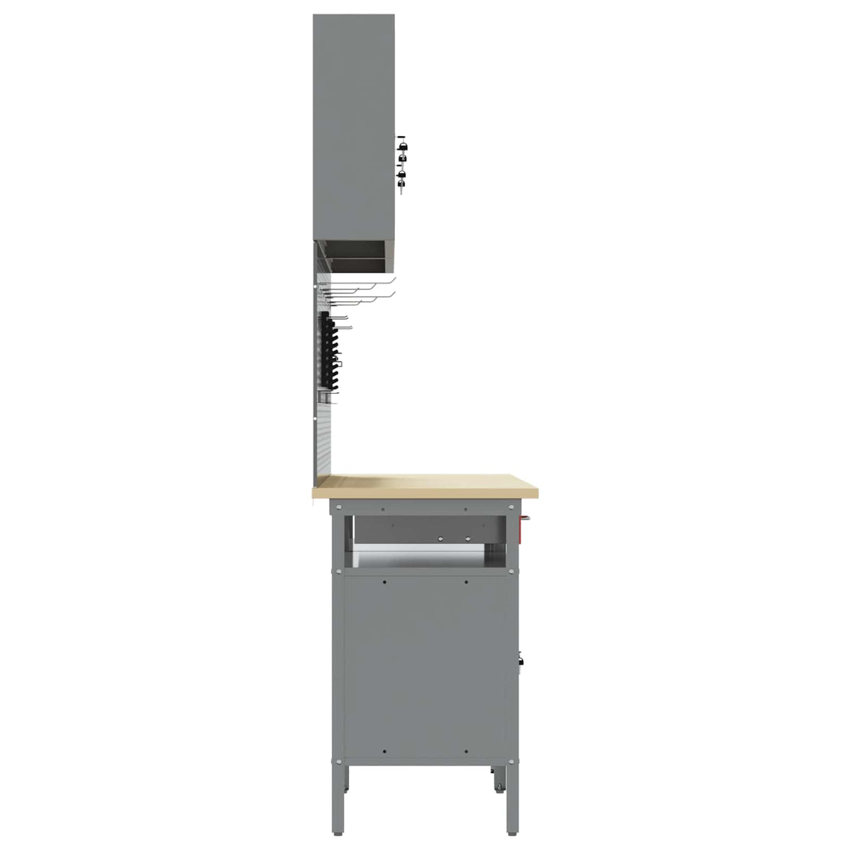 Werkbankset met lade 8 pcs Rood en Grijs Gepoedercoat staal