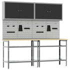 Werkbankset 200 cm gepoedercoat staal zwart grijs