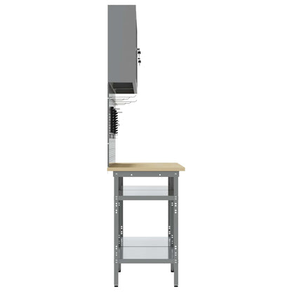 Werkbankset met plank 8 pcs Zwart en Grijs Gepoedercoat staal