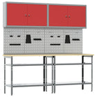 Werkbankset 200x55 cm rood grijs gepoedercoat staal