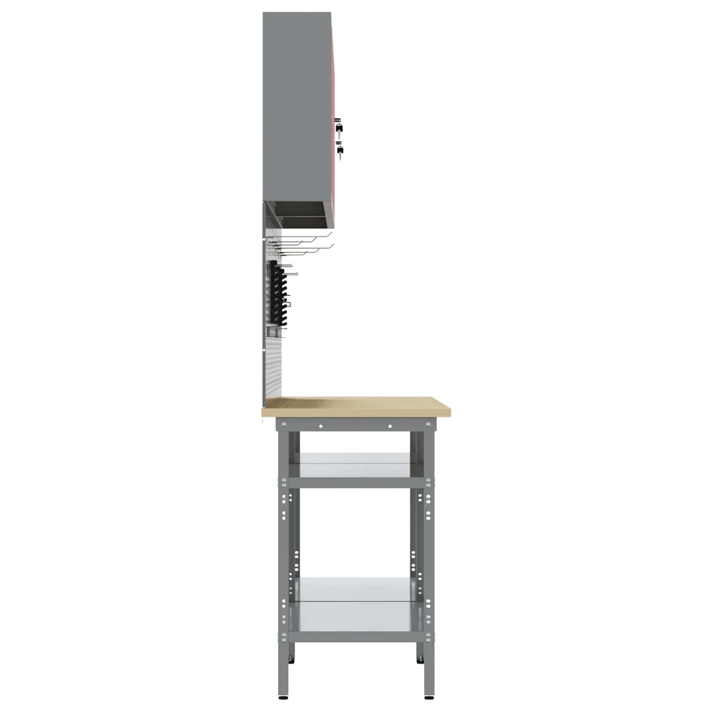 Werkbankset met plank 8 pcs Rood en Grijs Gepoedercoat staal