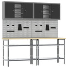 Werkbankset 200x55x200 cm zwart staal 8-delig