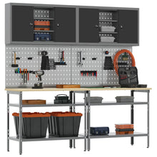 Werkbankset met plank 8 pcs Zwart en Grijs Gepoedercoat staal