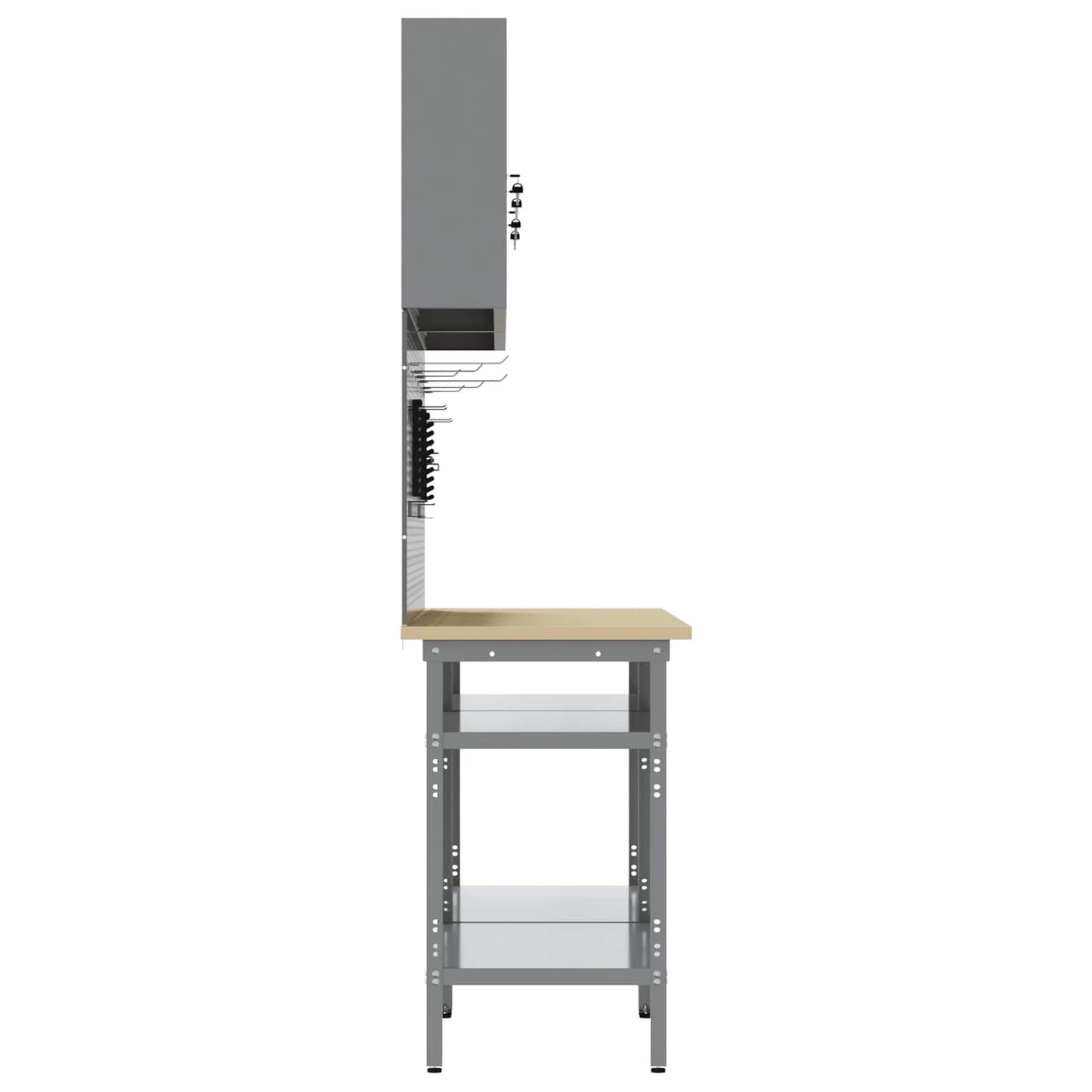 Werkbankset met plank 8 pcs Zwart en Grijs Gepoedercoat staal