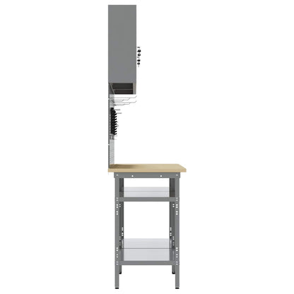 Werkbankset met plank 8 pcs Zwart en Grijs Gepoedercoat staal