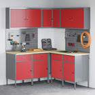 Werkkast set rood grijs 255x55x200 cm