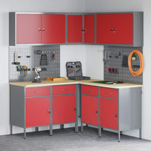 Werkkast set met lade met plank met opslag 12 pcs Rood en Grijs