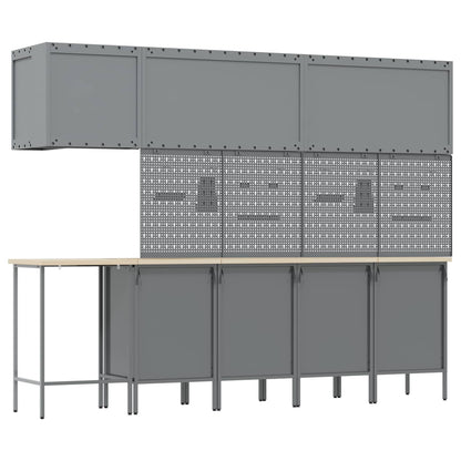 Werkkast set met lade met plank met opslag 12 pcs Rood en Grijs