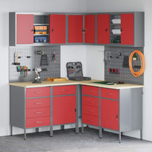 Werkkast set met lade met plank met slot 12 pcs Zwart en Grijs