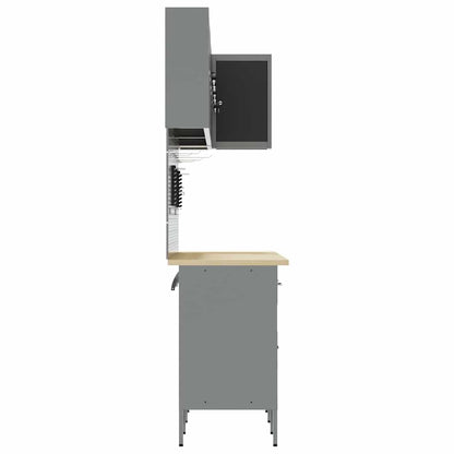 Werkkast set met lade met plank met slot 12 pcs Zwart en Grijs