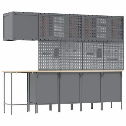 Werkkast set met lade met plank met opslag 12 pcs Rood en Grijs