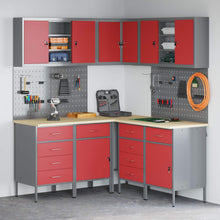Werkkast set met lade met plank met opslag 12 pcs Rood en Grijs