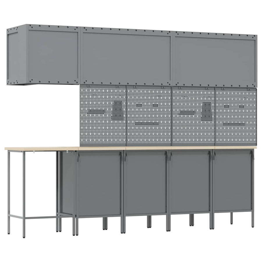 Werkkast set met lade met plank met opslag 12 pcs Rood en Grijs