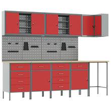 Werkkast set met lade met plank met slot 12 pcs Zwart en Grijs