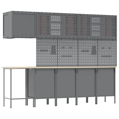 Werkkast set met lade met plank met opslag 12 pcs Rood en Grijs