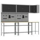 Werkbank set 10 delen 255x55x220 cm zwart grijs