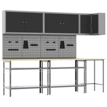 Werkkast set met plank met opslag 10 pcs Zwart en Grijs