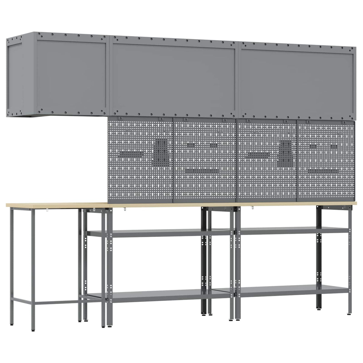 Werkkast set met plank met opslag 10 pcs Zwart en Grijs
