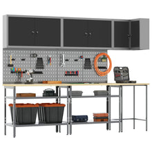 Werkkast set met plank met opslag 10 pcs Zwart en Grijs