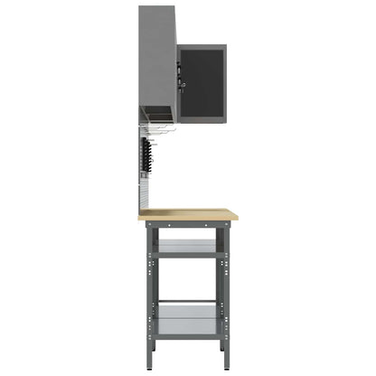Werkkast set met plank met opslag 10 pcs Zwart en Grijs
