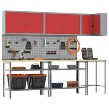 Werkkast set met plank met opslag met slot 10 pcs Rood en Grijs