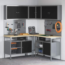 Werkkast set met lade met plank met slot 10 pcs Zwart en Grijs