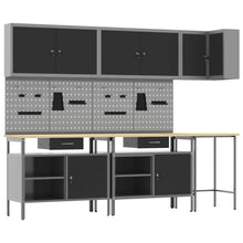 Werkkast set met lade met plank met slot 10 pcs Zwart en Grijs