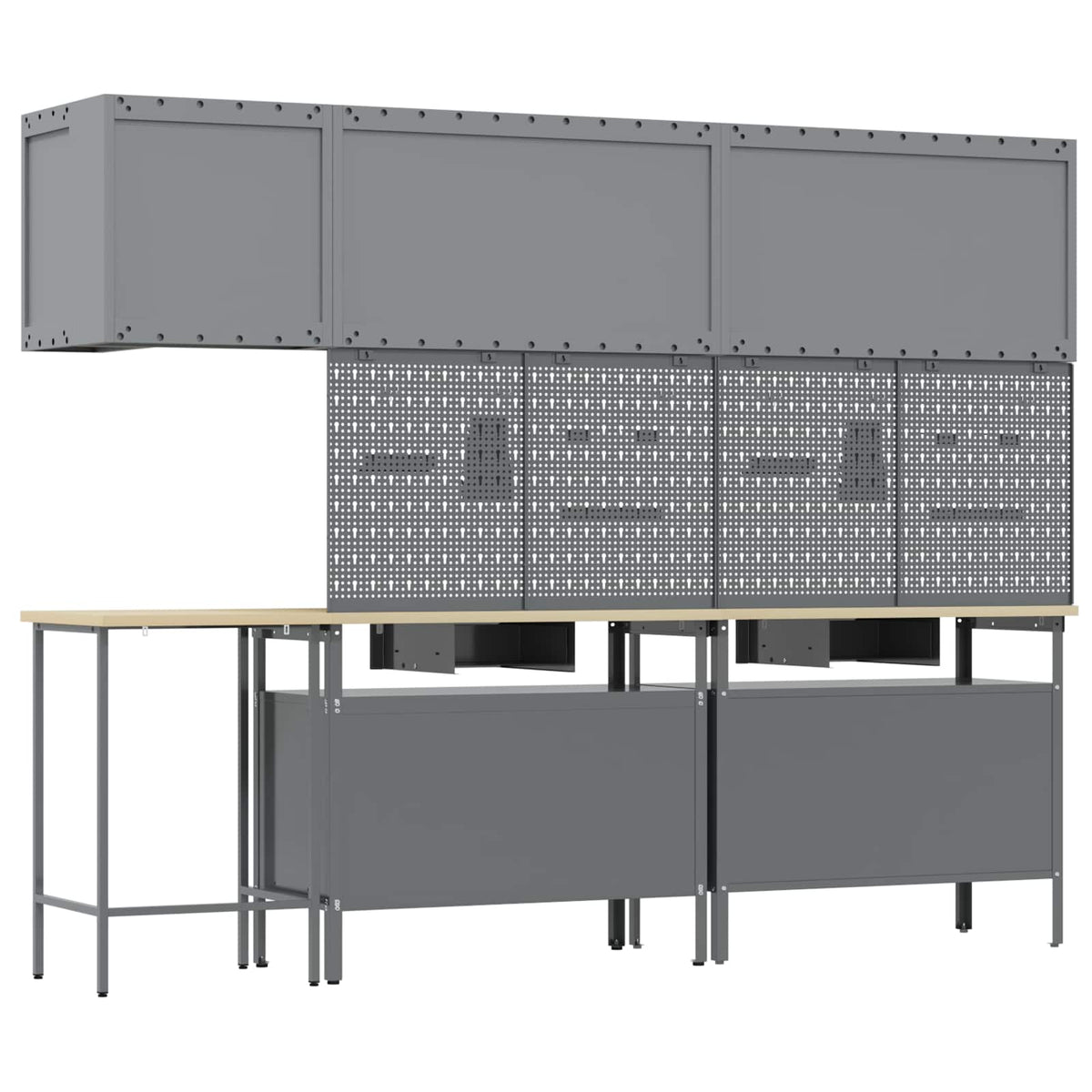 Werkkast set met lade met plank met slot 10 pcs Zwart en Grijs
