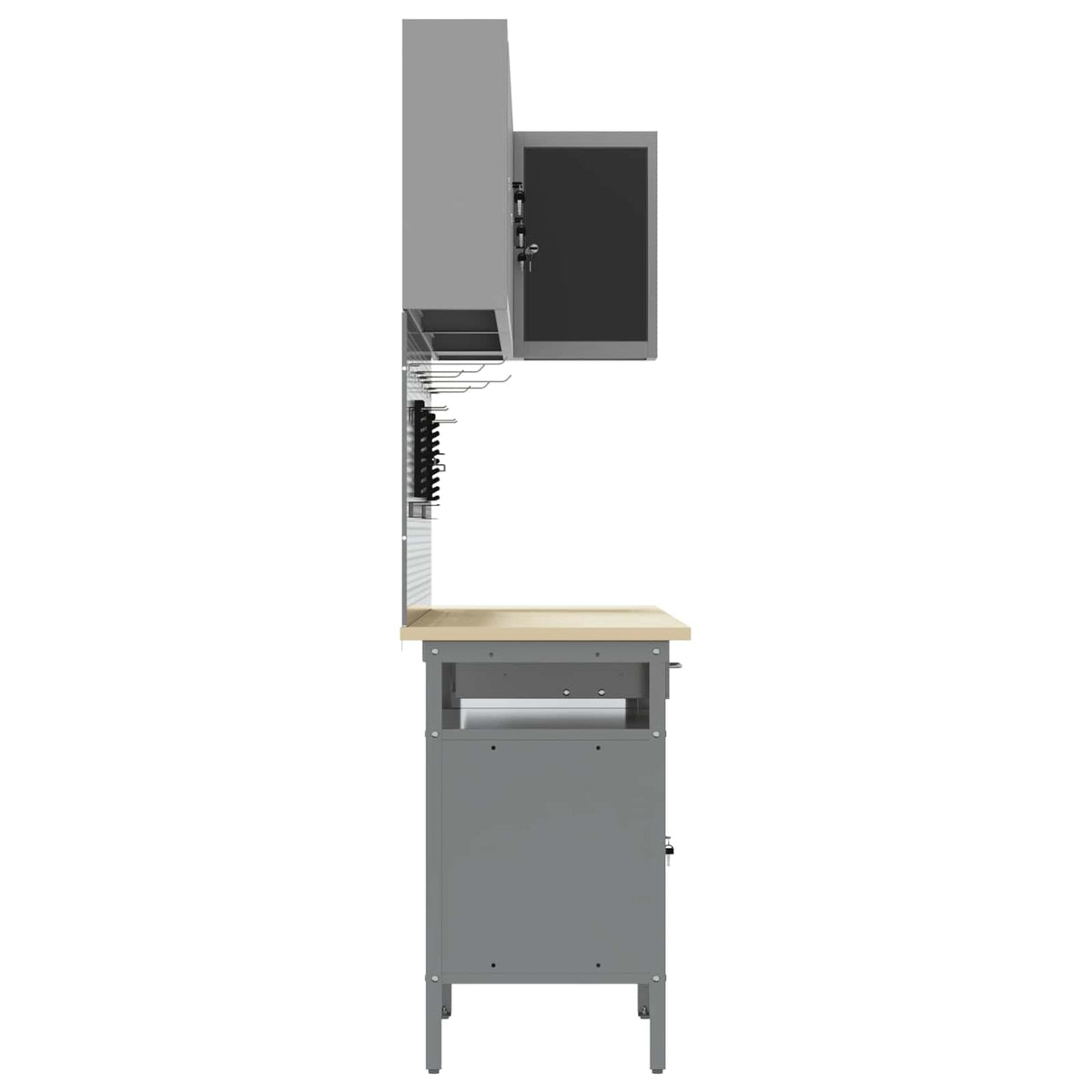 Werkkast set met lade met plank met slot 10 pcs Zwart en Grijs