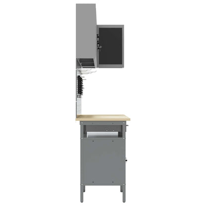 Werkkast set met lade met plank met slot 10 pcs Zwart en Grijs