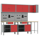 Werkkast set 255x55x220 cm rood grijs