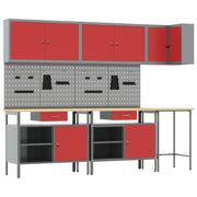 Werkkast set 255x55x220 cm rood grijs