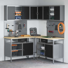 Werkkast set met lade met plank met slot 10 pcs Zwart en Grijs