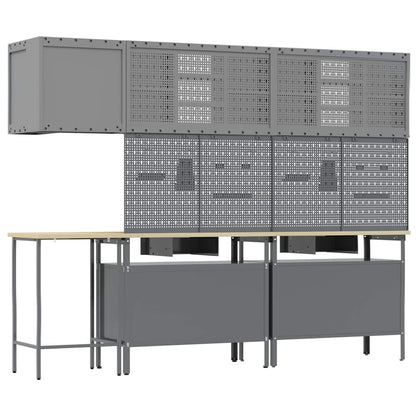 Werkkast set met lade met plank met slot 10 pcs Zwart en Grijs