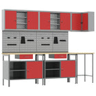 Werkkast set 255x55x220 cm rood/grijs staal