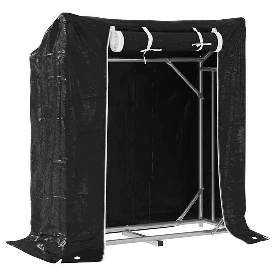 Haardhoutrek met regenhoes 100,5x40,5x110,5 cm staal