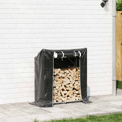 Haardhoutrek met regenhoes 100,5x40,5x110,5 cm staal