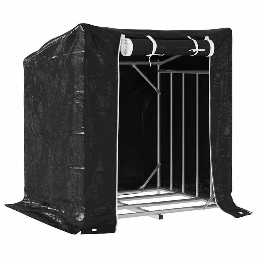Haardhoutrek met regenhoes 100,5x80,5x110,5 cm staal